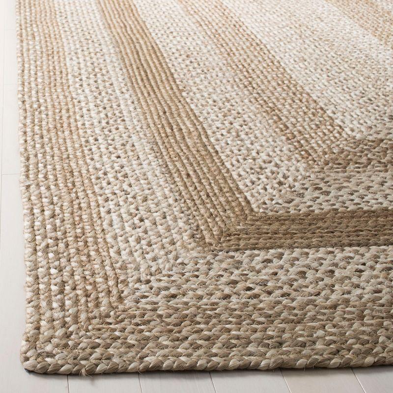 Handwoven Grey Ivory Square Jute 6' x 6' Area Rug