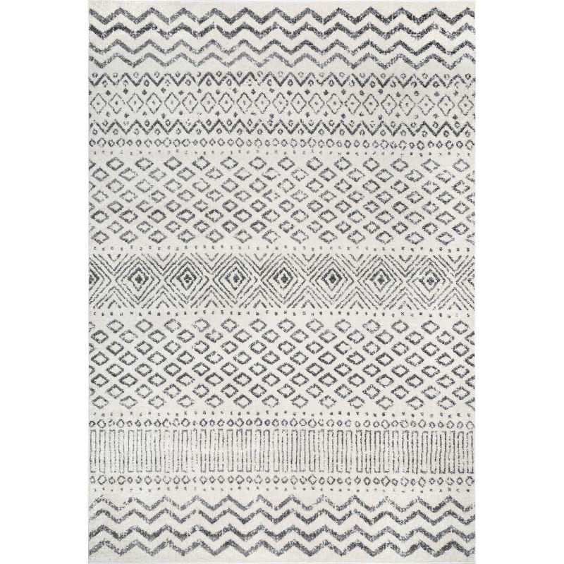 Gray Geometric Patterned Synthetic Area Rug 3x5