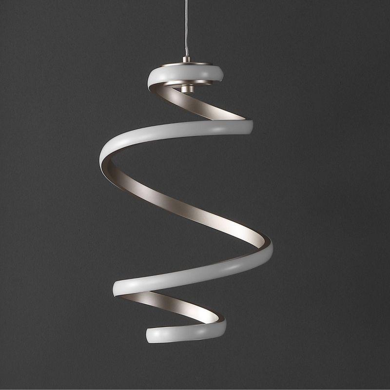 11" Whirl Modern Minimalist Aluminum/Iron Abstract Integrated LED Pendant Silver - JONATHAN Y: ETL Listed, Dimmable Ceiling Fixture