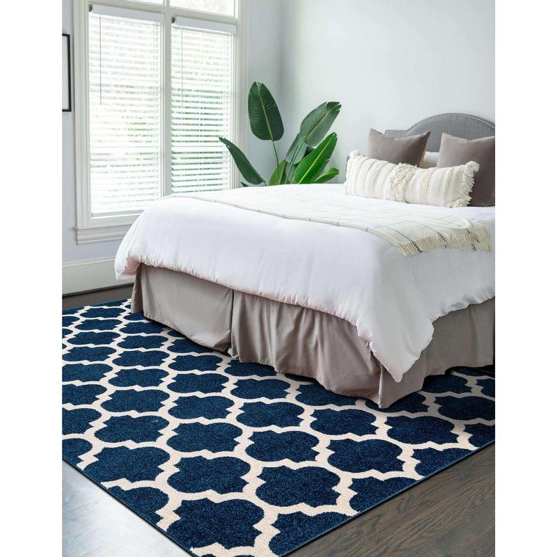 Unique Loom 4' 1 x 6' 1 Trellis Philadelphia Dark Blue Area Rug