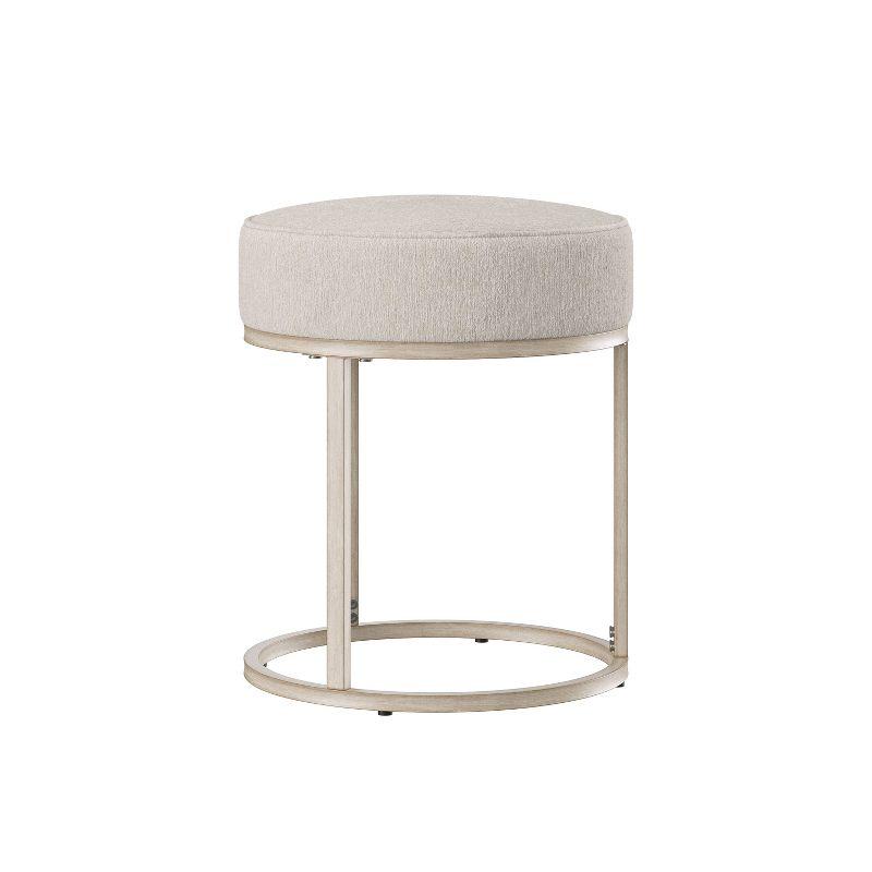 18" Swanson Backless Upholstered Metal Vanity Stool Bone White - Hillsdale Furniture: Round Padded Seat, Modern Design