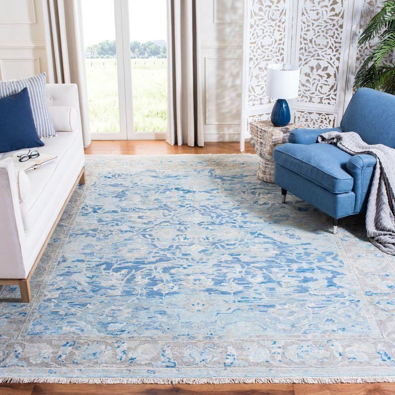 Sultanabad Heritage Blue Wool 8' x 10' Hand-Knotted Rug