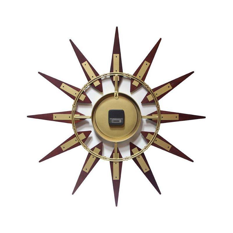 30" Metal Orion Wall Clock Walnut Brown - Infinity Instruments: Modern Analog, Indoor Use, Round Shape