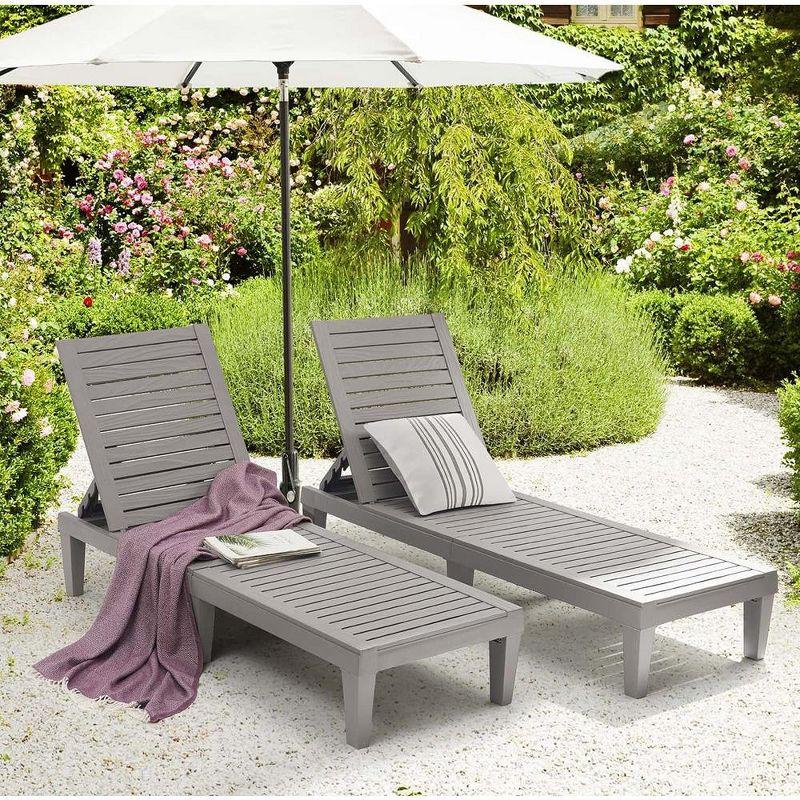 Nestl Waterproof, Lightweight, and Adjustable Outdoor Polyresin Chaise Lounge Set for Patio (Set of 2)