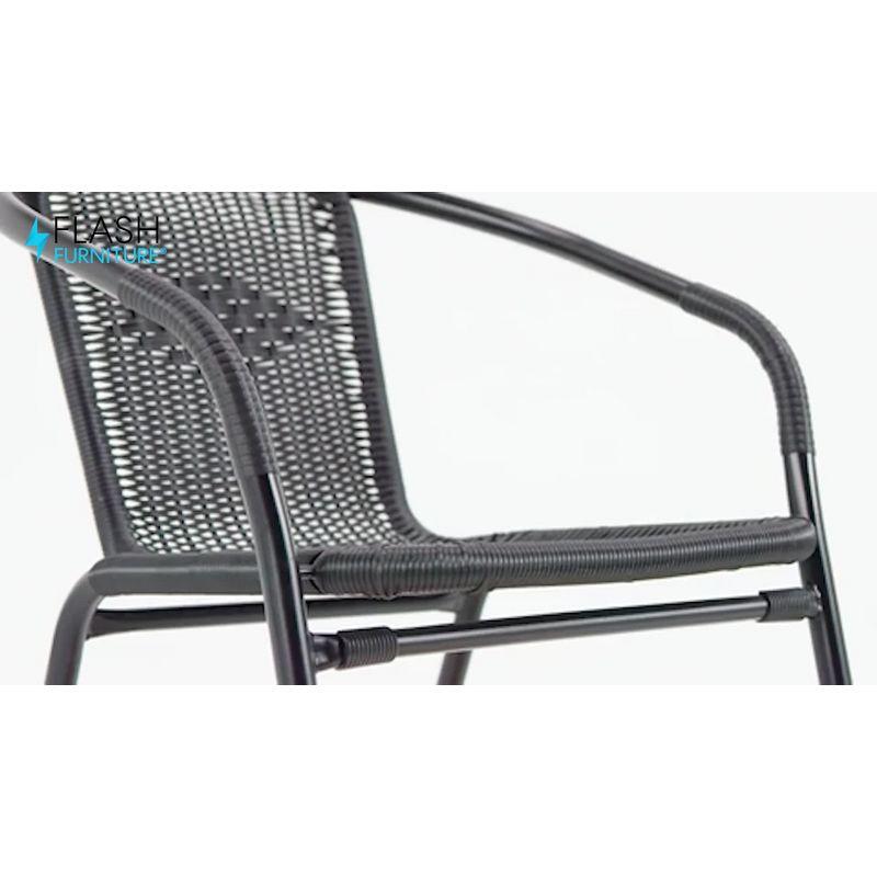 Flash Furniture Lila 4 Pack Gray Rattan Indoor-Outdoor Restaurant Stack Chair