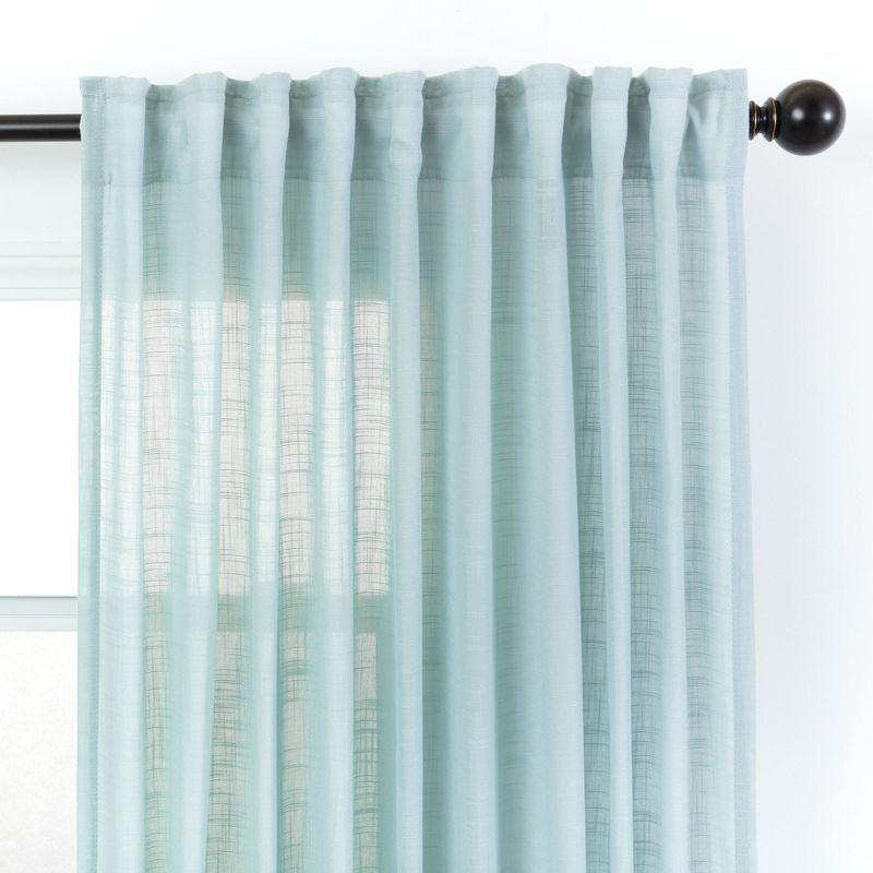 Chanasya 2pk Textured Crosshatch Semi Sheer Window Curtain Panels - Set of 2 - 52 x 63 Inches Long - Light Blue