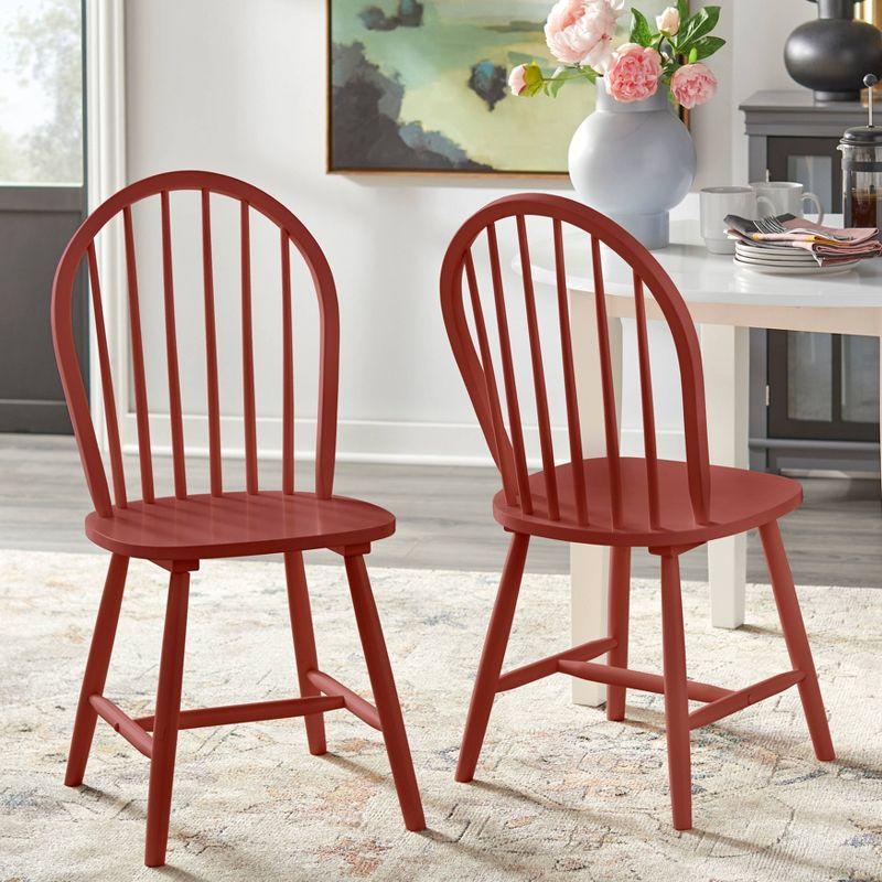 5pc Chadwick Drop Leaf Dining Set with 4 Windsor Chairs White/Red - Buylateral: Solid Rubberwood, Oval Shape