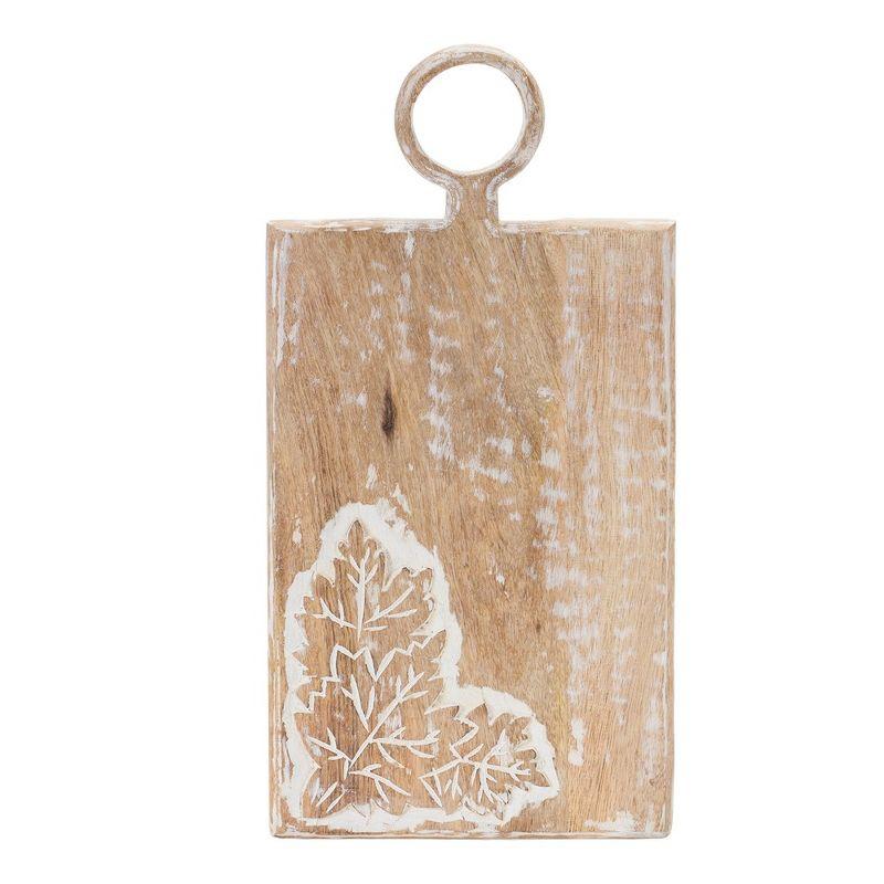 Autumn Mango Wood Cutting Boards with Leaf Design, Set of 2