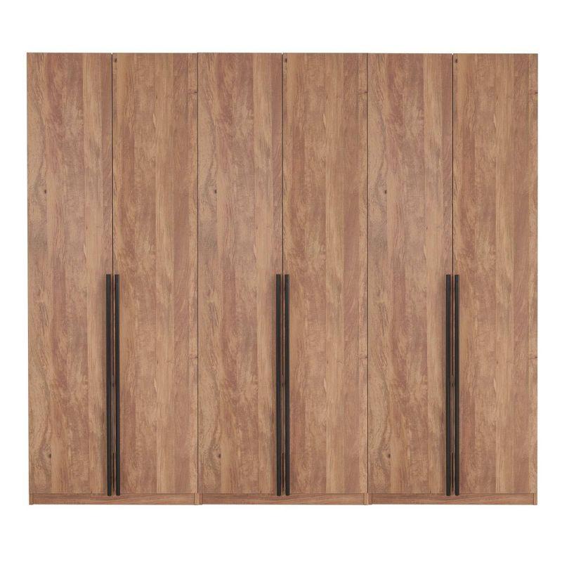 Manhattan Comfort Set of 3 Lee 2 Door and 2 Drawer Wardrobe Closets Golden Brown: Modular Storage Units, MDF Construction