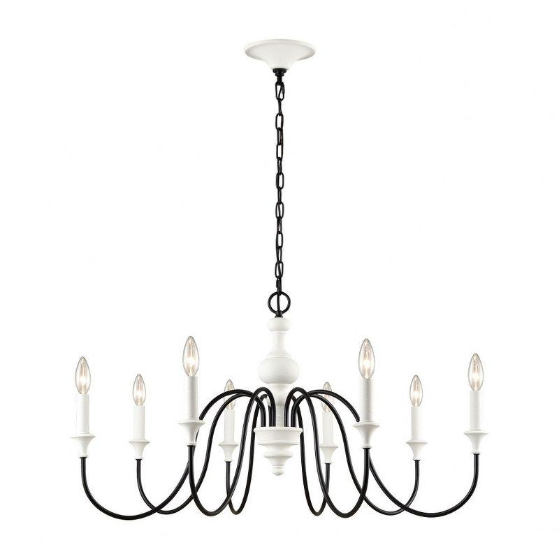 White and Black 8-Light French Country Chandelier