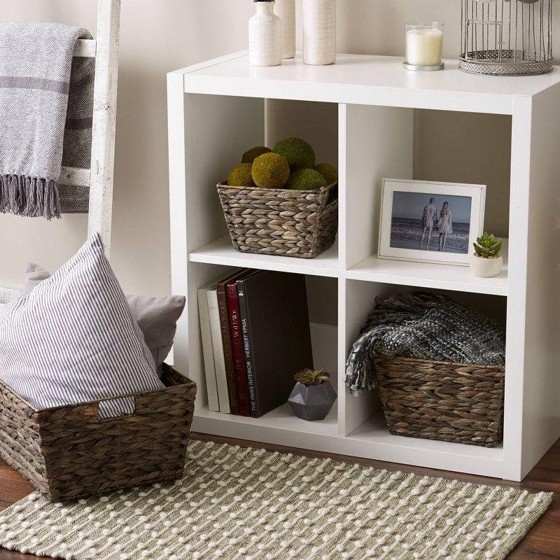 Set of 3 Hand-Woven Hyacinth Storage Baskets in Gray Wash