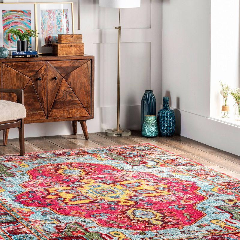 10'x14' Vintage Corbett Area Rug Silver - nuLOOM: Traditional Medallion, Low Pile, Machine Made, Indoor Use