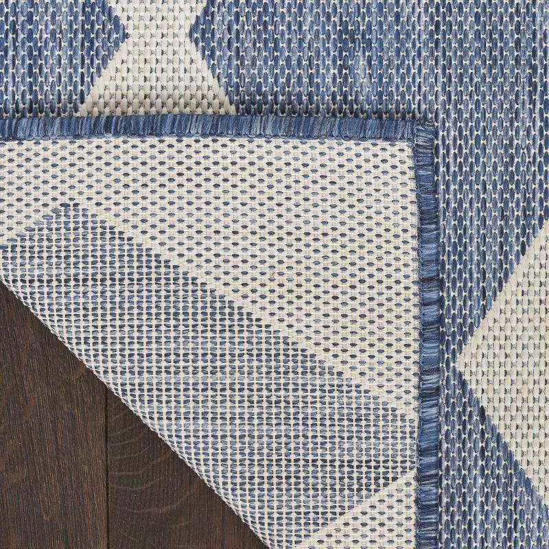 Nourison Positano Retro Diamond Flatweave Indoor Outdoor Low Pile Area Rug Navy Blue 6' x 9'