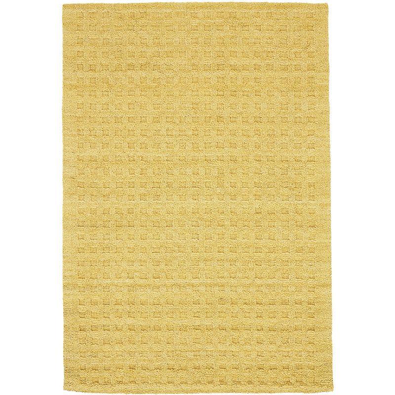 Handmade Gold Rectangular Wool Area Rug 45" x 7"