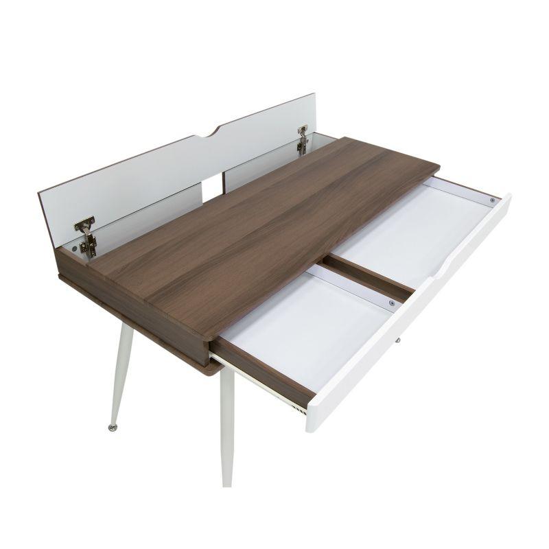 Alcove Writing Desk Chestnut - Calico Designs: Metal Frame, MDF Surface, Mid-Century Modern Style