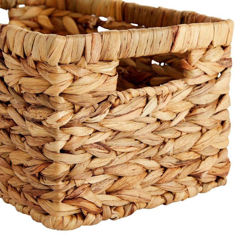 Juvale 2 Pack Small Rectangular Wicker Baskets for Shelves, 6 Inch Wide Hand Woven Water Hyacinth Baskets