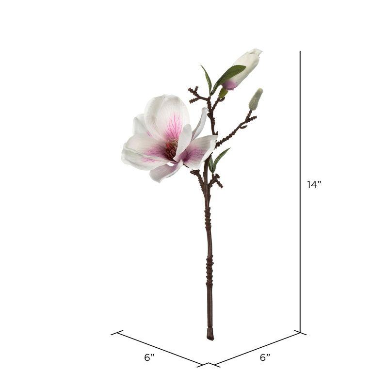 14'' White and Pink Artificial Magnolia Flower Set