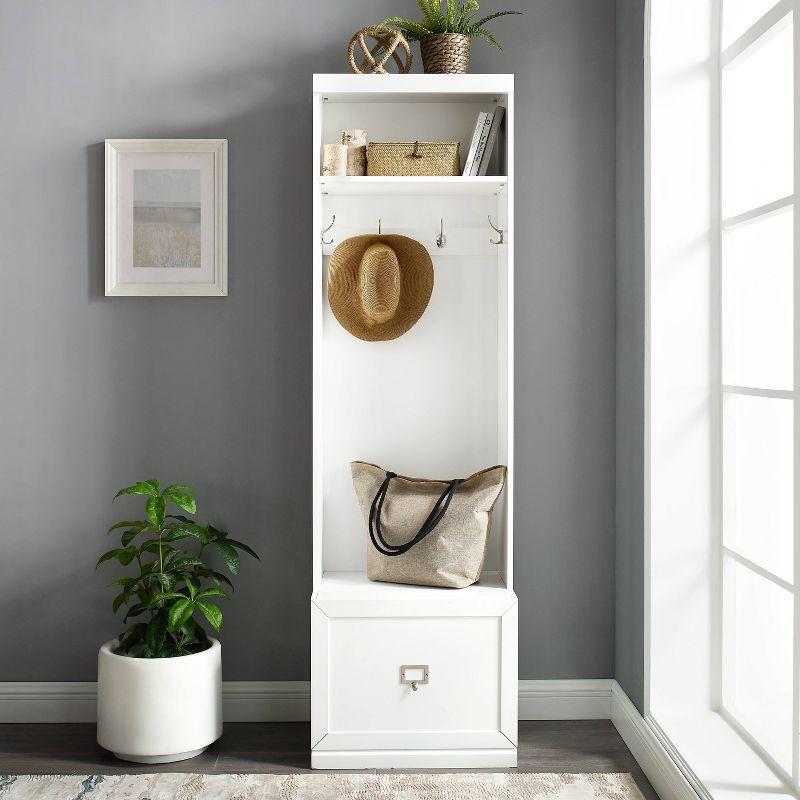 White Coastal Hall Tree with Storage Bench and Hooks