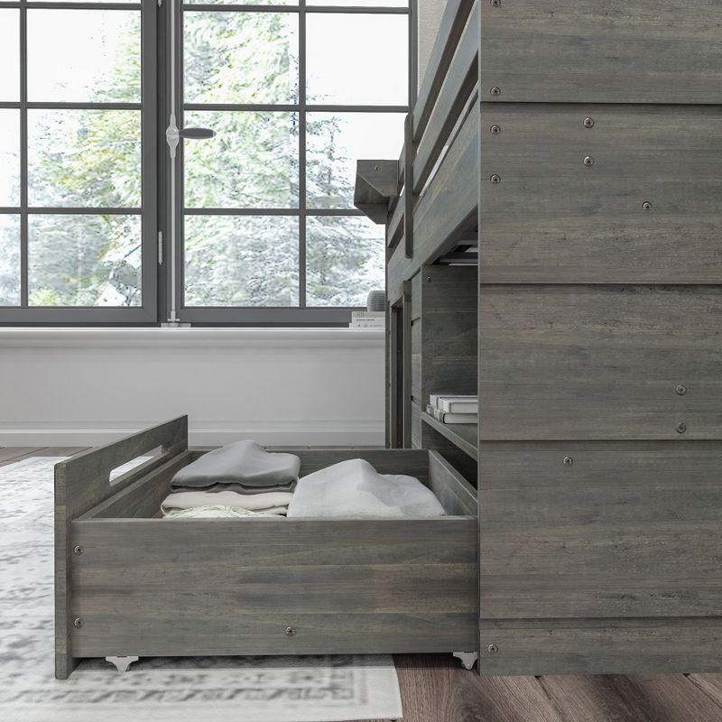 Max & Lily  Modern Farmhouse Low Loft Bed with Storage Drawer, Solid Wood Bed for Kids