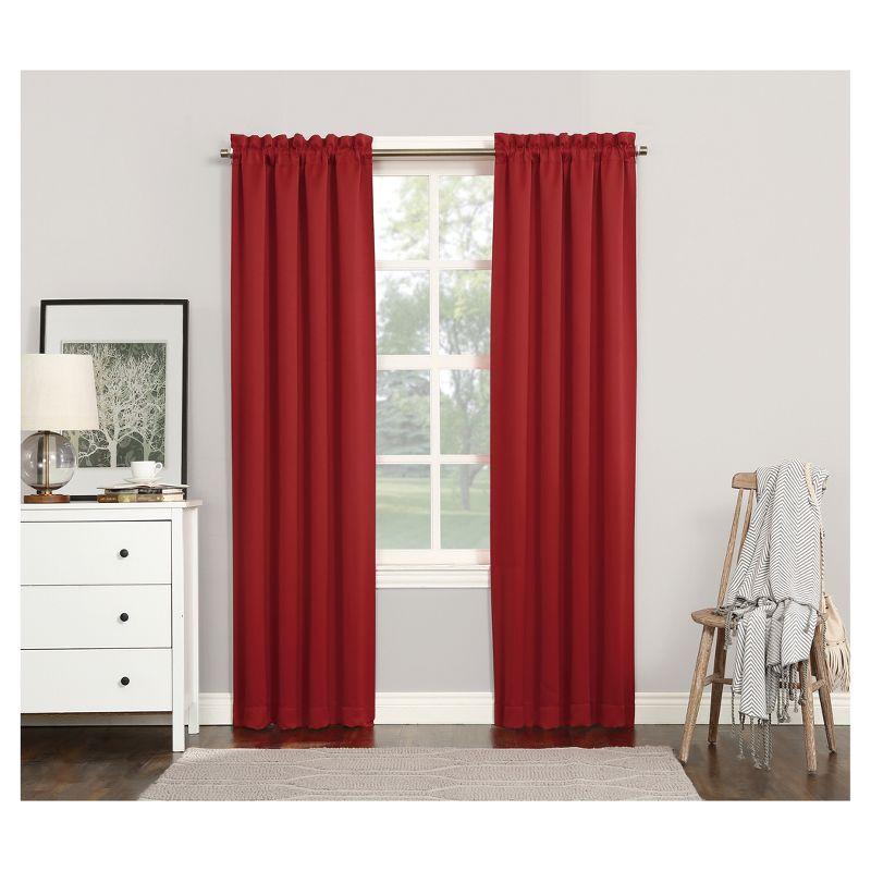40"x84" Sun Zero Blackout Kenneth Energy Saving Rod Pocket Curtain Panel Red: Noise Reduction, Energy Efficient
