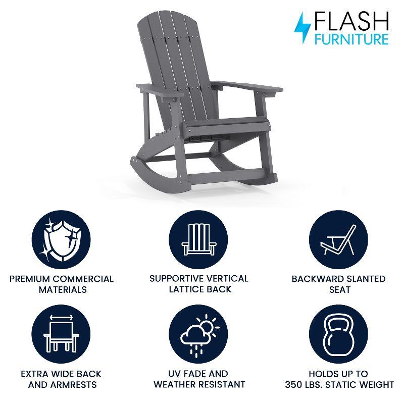 Flash Furniture Savannah All-Weather Poly Resin Wood Adirondack Rocking Chair with Rust Resistant Stainless Steel Hardware