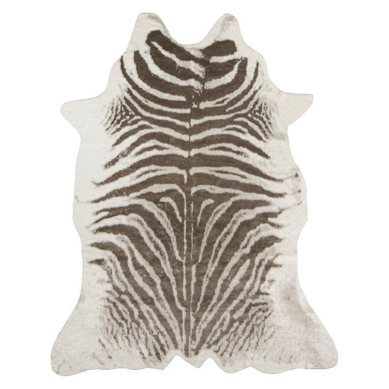 5'3"X7'10" Zebra Loomed Novelty Area Rug Gray - Erin Gates By Momeni: Luxury Animal Print, Indoor Low Pile Rug
