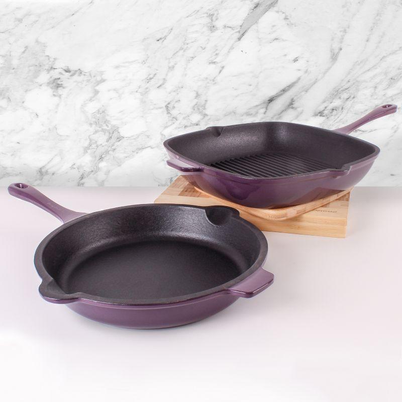 BergHOFF BergHOFF Neo 2Pc Cast Iron Cookware Set with Fry Pan and Grill Pan Set
