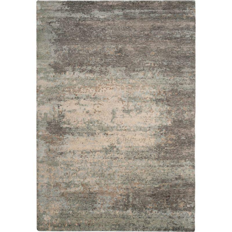 Handmade Blue Wool Rectangular 6' x 9' Area Rug