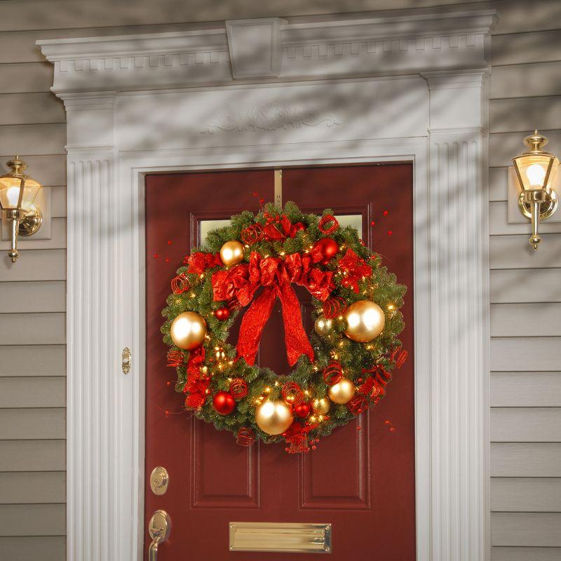 36" Prelit Cozy Christmas Wreath Red and Clear Lights - National Tree Company