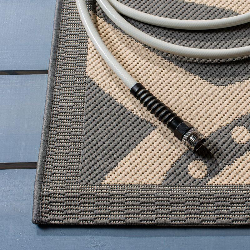 Courtyard CY2961 Power Loomed Indoor and Outdoor Area Rug - Grey/Natural - 4'x5'7" - Safavieh