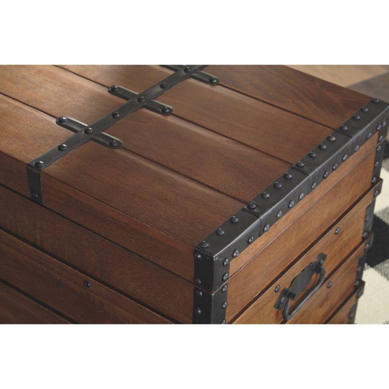 Kettleby Storage Trunk Brown - Signature Design by Ashley: Vintage-Inspired, Coffee Table, Farmhouse Decor