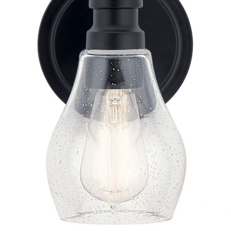 Black Teardrop Shade Outdoor Wall Sconce with Clear Glass