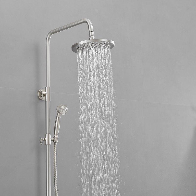 BWE 2-Spray Outdoor Wall Bar Shower Kit Shower Head with Hand Shower Cross Knobs in Brushed Nickel