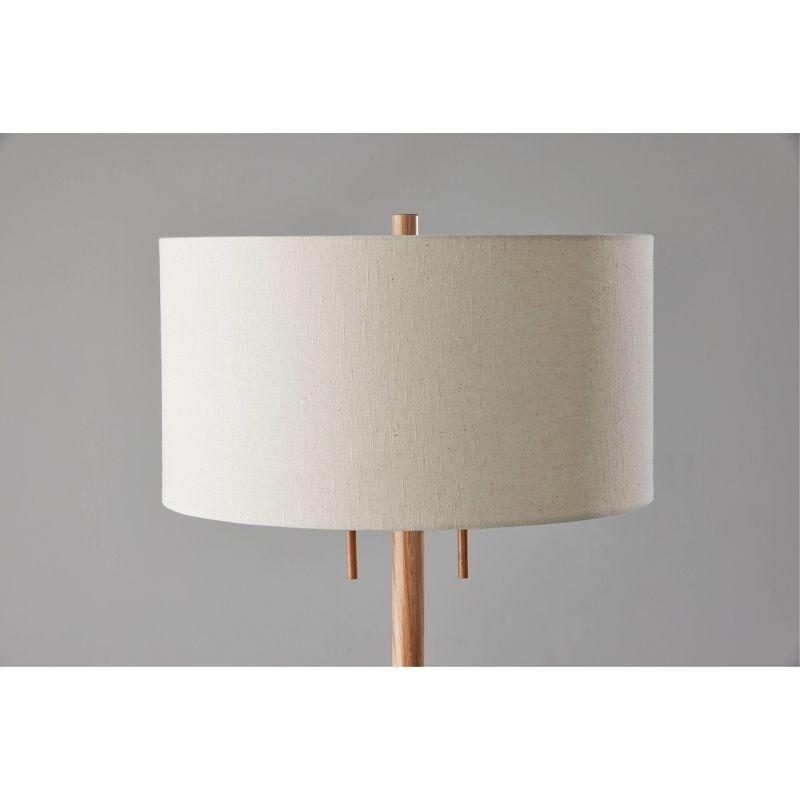 Madeline Floor Lamp Natural Rubberwood Antique Brass - Adesso