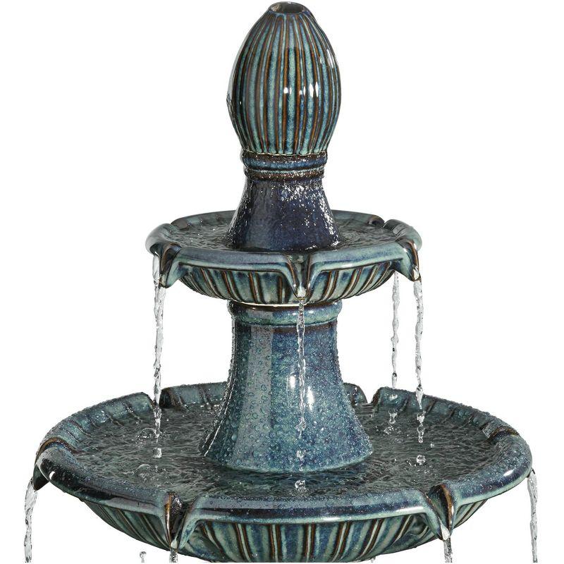 John Timberland Outdoor Floor Water Fountain with Light LED 46" High Three Tier for Yard Garden Patio Deck Home