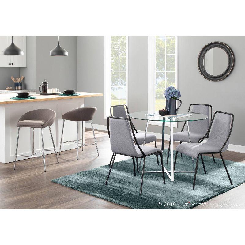 40" Cosmo Round Dining Table Chrome/Clear Glass - LumiSource: Contemporary Style, 4-Seater, Steel Pedestal Base