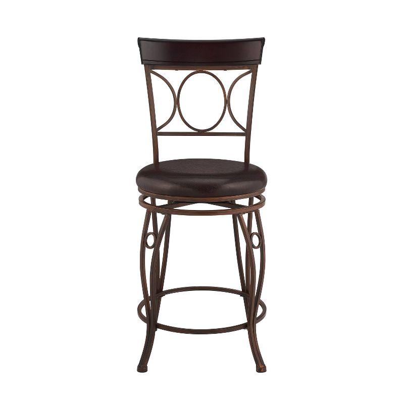 Circles Back 24" Upholstery Swivel Seat Counter Height Barstool Metal/Black - Linon: Elegant Design, Comfort Seating