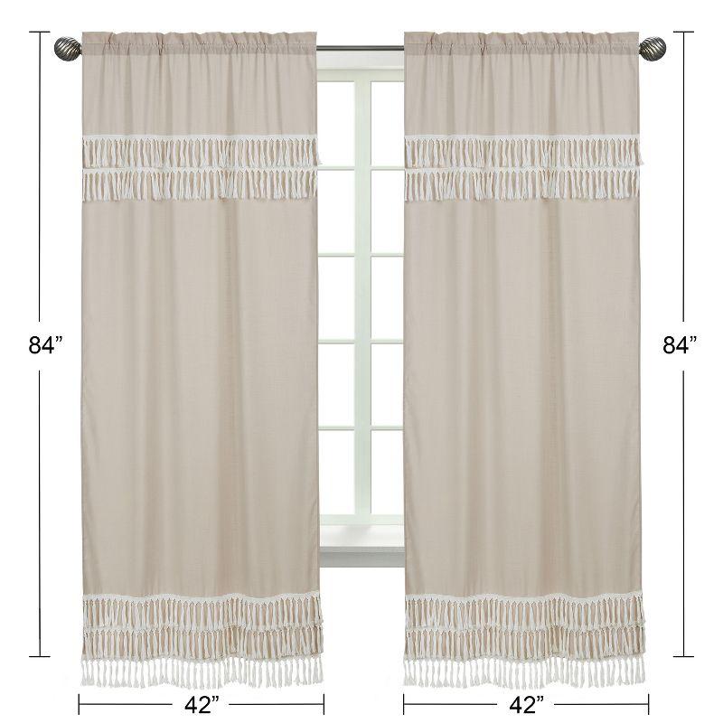 Botanical Leaf Linen Semi-Sheer Rod Pocket Curtain Panels (Set of 2)