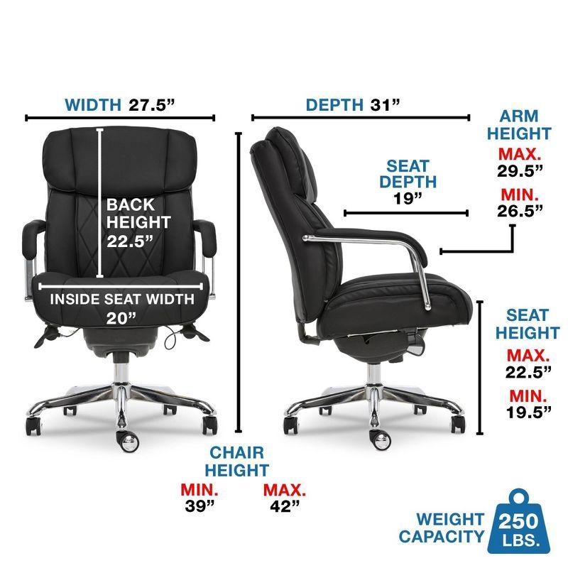 Sutherland Quilted Leather Office Chair with Padded Arms - La-Z-Boy