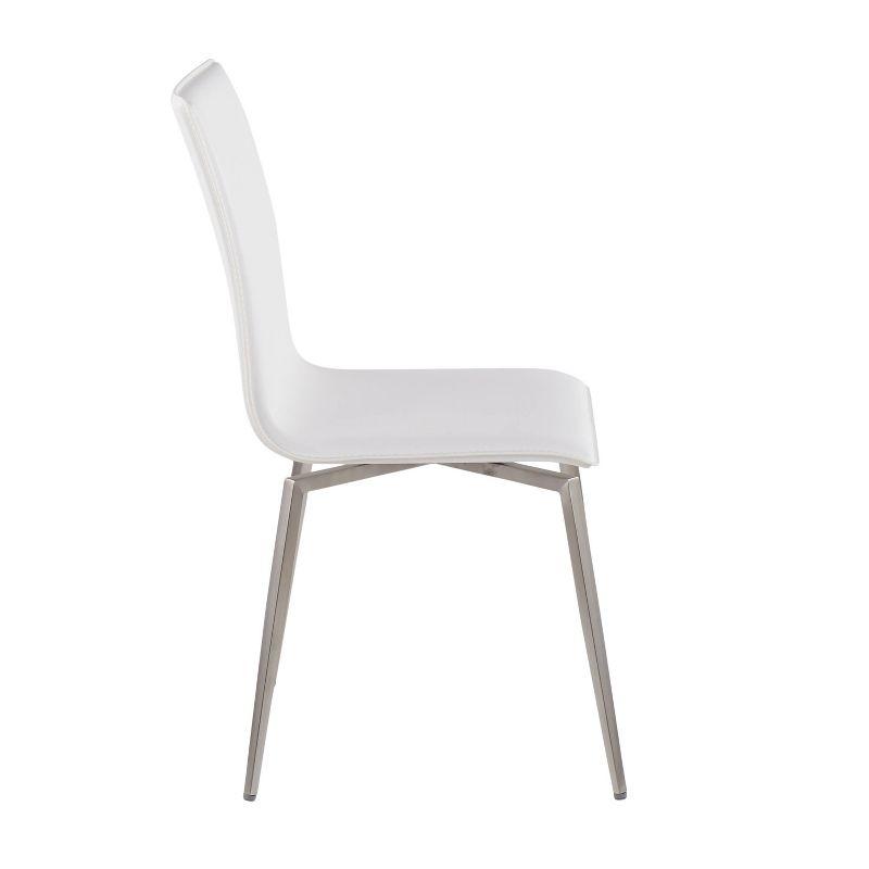 Elegant White Faux Leather Swivel Side Chair with Stainless Steel Base