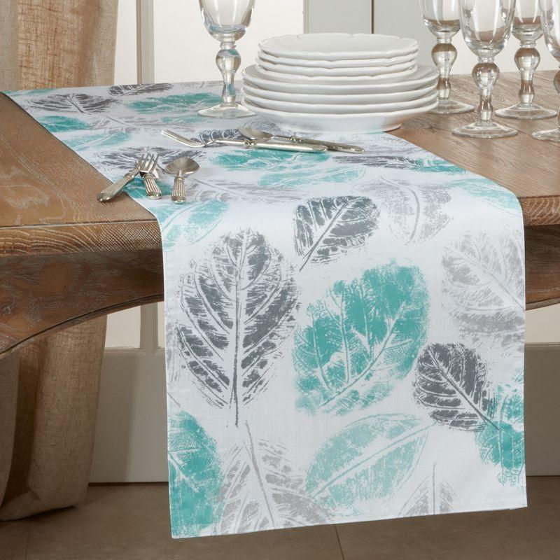 Colorful Floral Leaf Print Polyester Table Runner