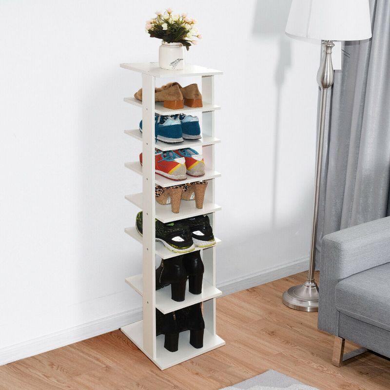 Costway Wooden Shoes Storage Stand 7 Tiers Shoe Rack Organizer Multi-shoe Rack Shoe box White/Black