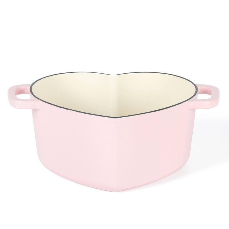 Pink Heart Shaped Enameled Cast Iron Dutch Oven, 4-Quart