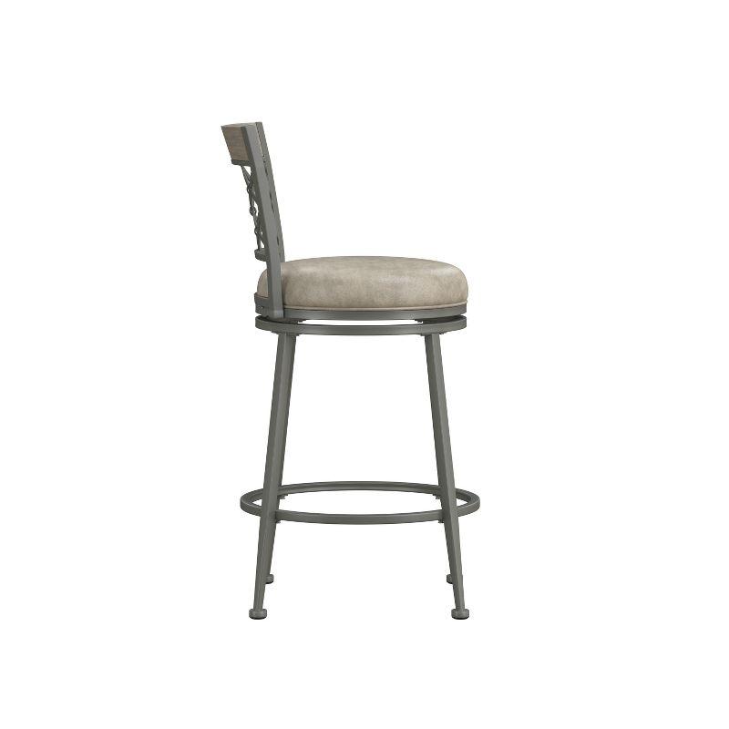 Hutchinson Metal Swivel Counter Height Barstool Pewter: 26" Seat, Weathered Gray Wood - Hillsdale Furniture