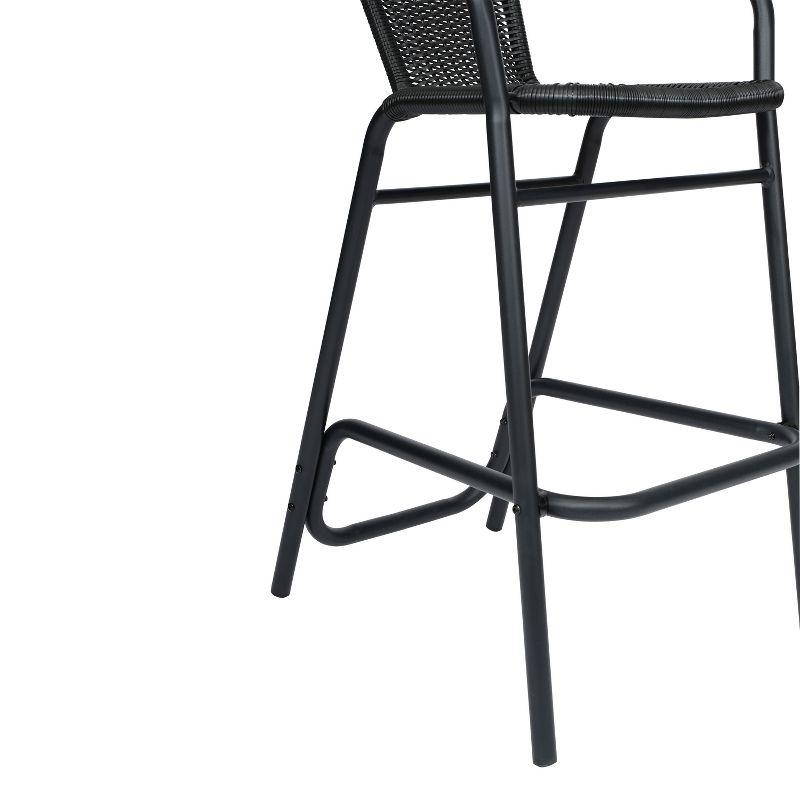 Flash Furniture Lila Commercial Indoor-Outdoor Rattan Restaurant Barstool with Aluminum Frame (Set of 2)