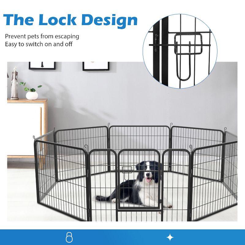 FDW Dog Playpen Pet Dog Fence 2-32 Panels  24/32/40"H Metal Dog Pen Outdoor Exercise Pen with Doors for Large/Medium /Small Dogs for RV,Camping,Yard