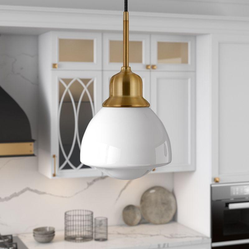 Contemporary Brass and Glass Globe Pendant Light