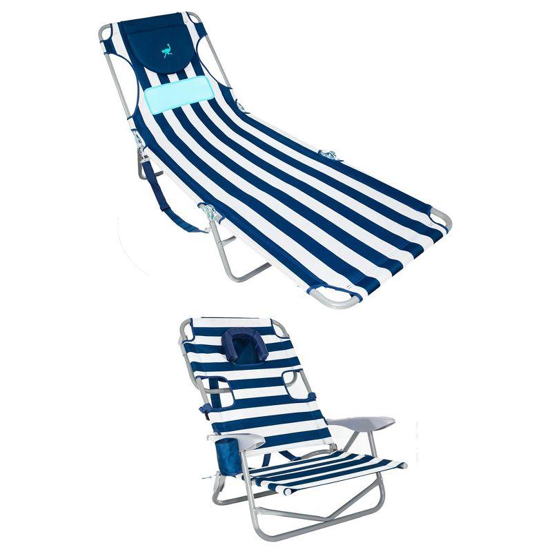 Ostrich Ostrich Chaise Lounge, Portable Facedown Beach Camping Pool Tanning Chair