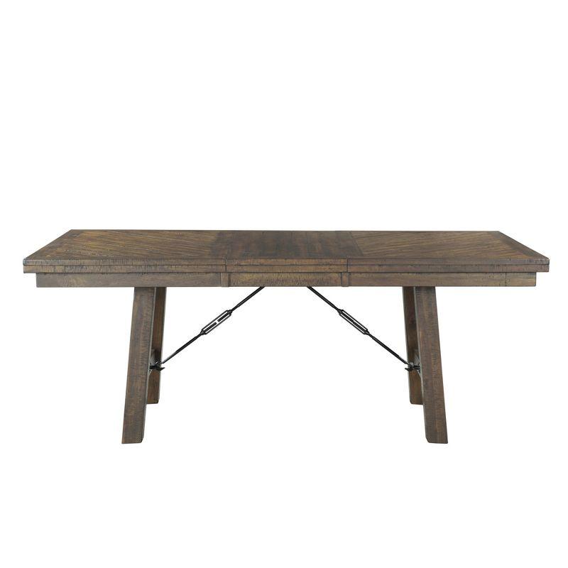 Dex 7pc Extendable Dining Table Set and 6 Upholster Side Chairs Walnut Brown/Cream - Picket House Furnishings: Smokey Finish, Flared Legs