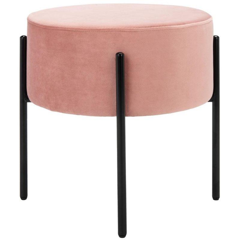 Lisbon Round Ottoman - Dusty Rose/Black - Safavieh